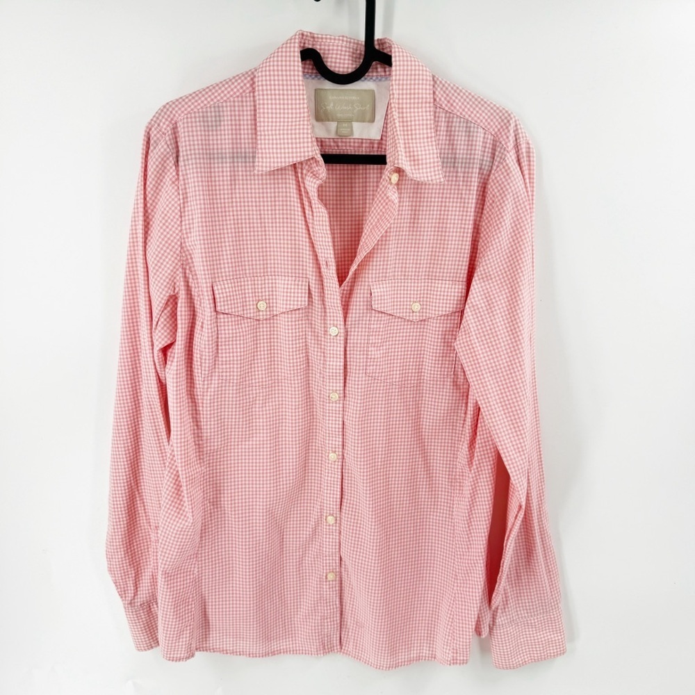 ✅‎ Banana Republic Soft Wash Pink Gingham Shirt Size Medium